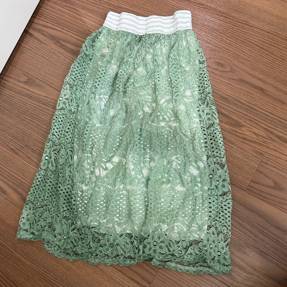 Beautiful green and white lace skirt
